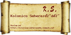 Kolonics Seherezádé névjegykártya